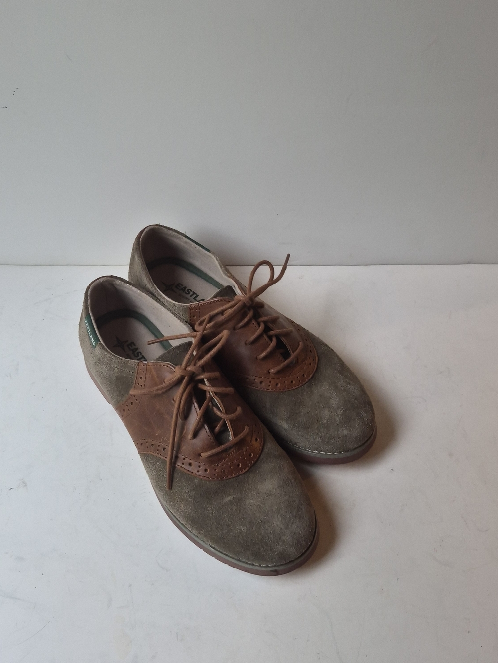 Eastland Two-Tone Suede & Leather Wingtip Oxfords in Olive and Brown